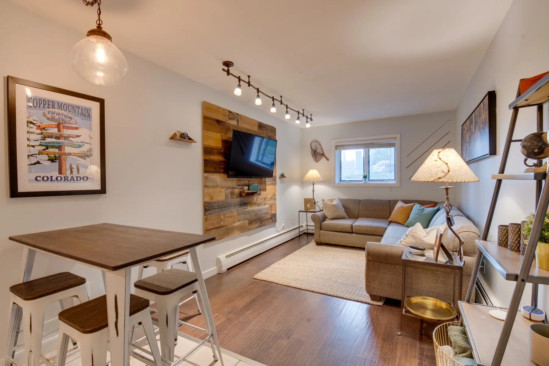 Living room and dining area