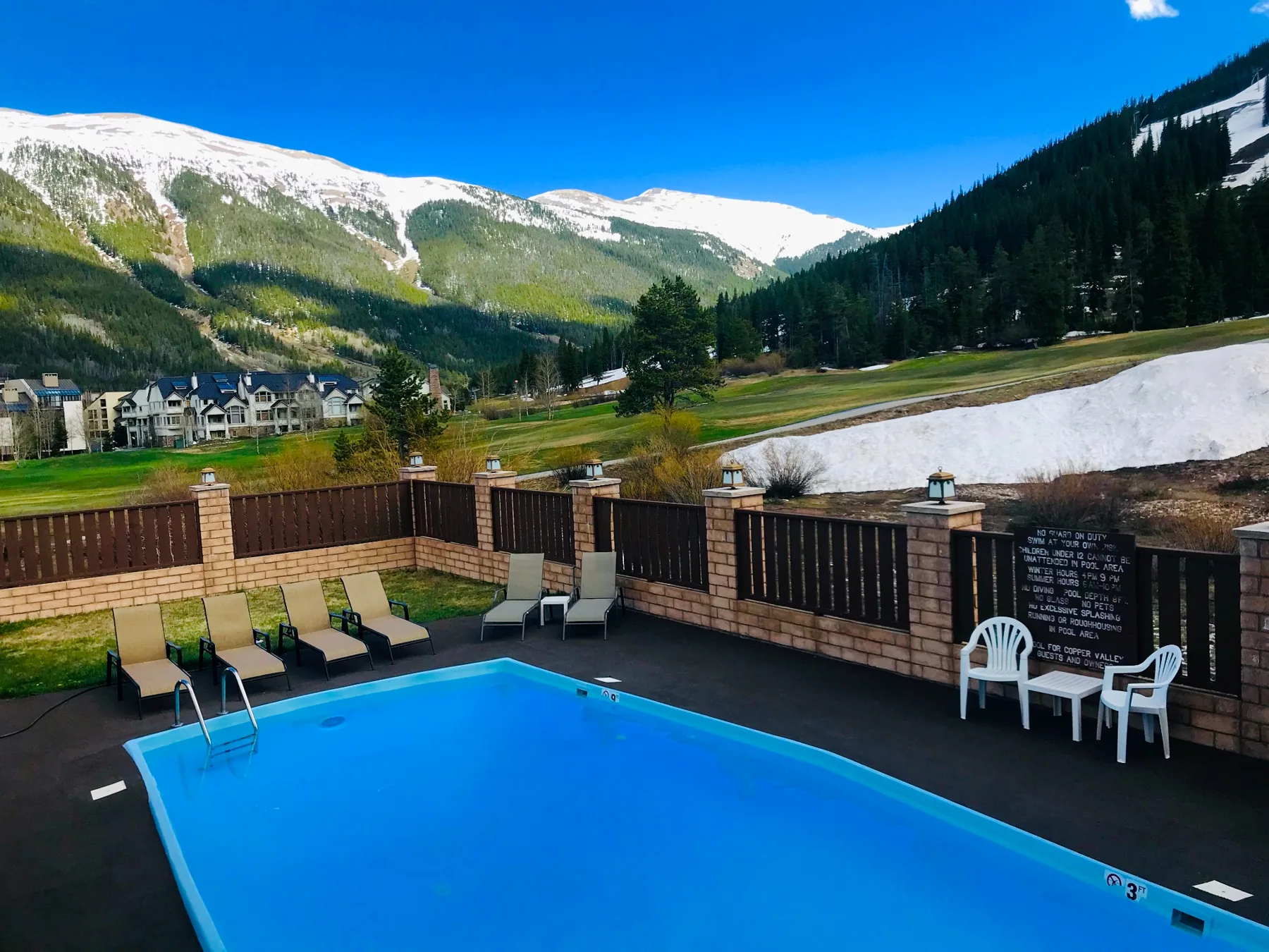 Heated pool with snow-capped mountain view